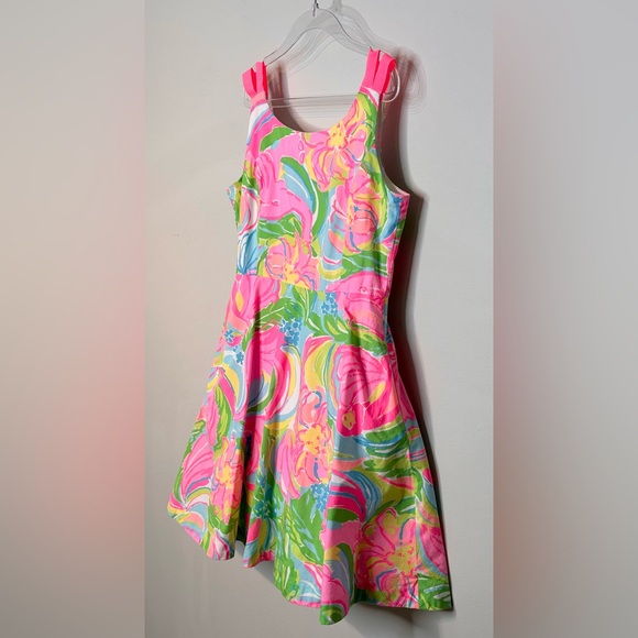 Lilly Pulitzer Girl’s Charlie So A Peeling Pink Green Cotton Floral Dress - Picture 4 of 12